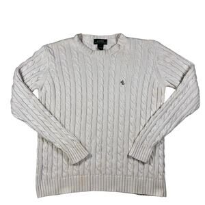 Vintage 1990s LAUREN Ralph Lauren White Cable Knit Sweater Green Label AS IS